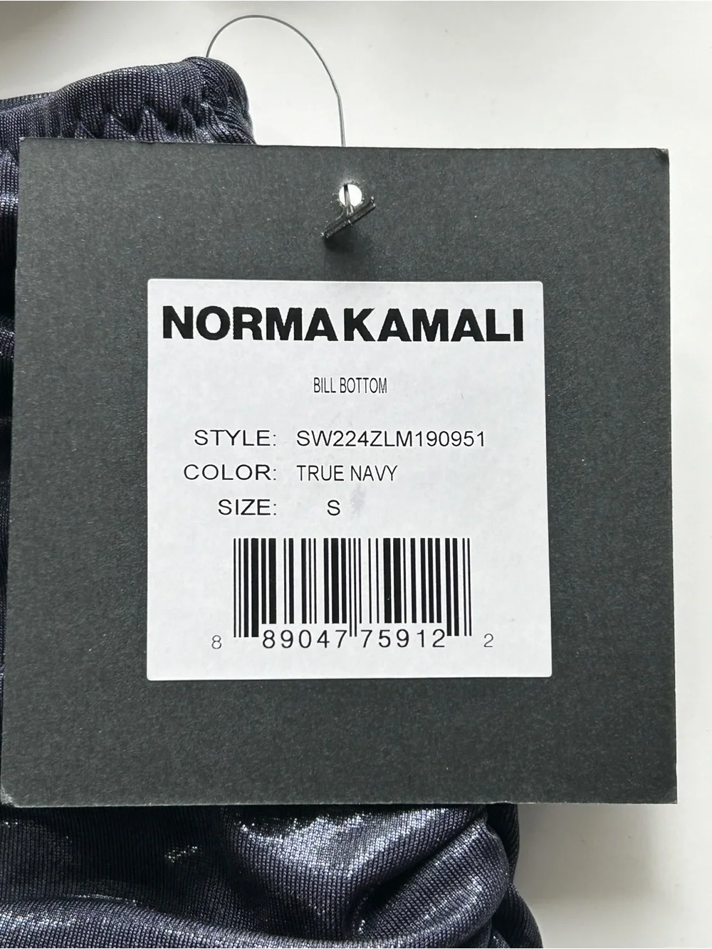 Norma Kamali Bill Bra & Bill Bottom Bikini Set Size S True Navy NWT Metallic - Picture 6 of 12